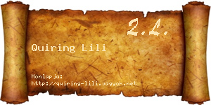 Quiring Lili névjegykártya